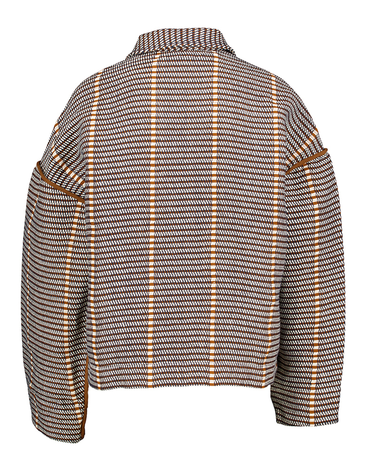 Bruin, ecru en zwart katoenen jasje met knopen Mina Gres Ma Poesie