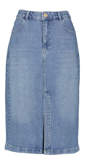 Blauwe halflange jeansrok met split July Para Mi