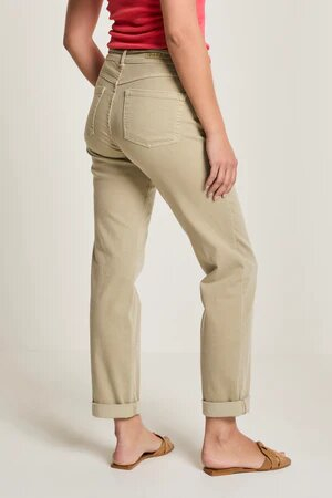 Kaki broek high waist loose fit Bobby Para Mi