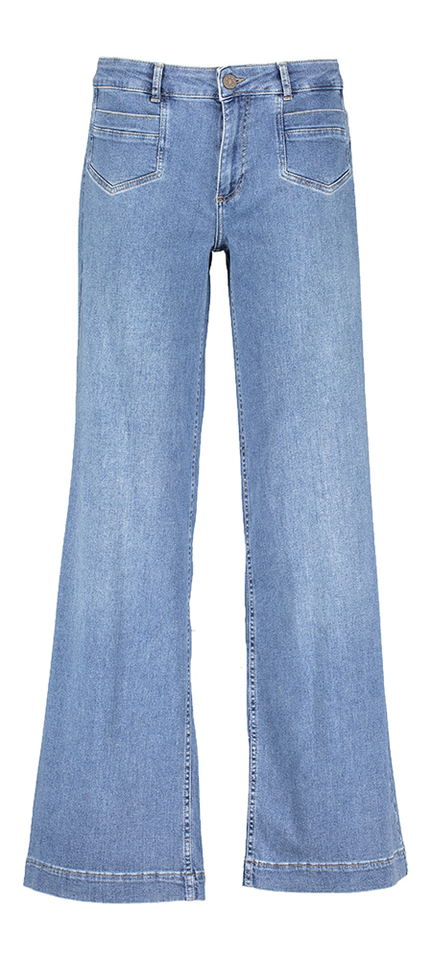 Blauwe wide fit jeans met hoge taille en opgestikte zakken Mira Pocket Para Mi