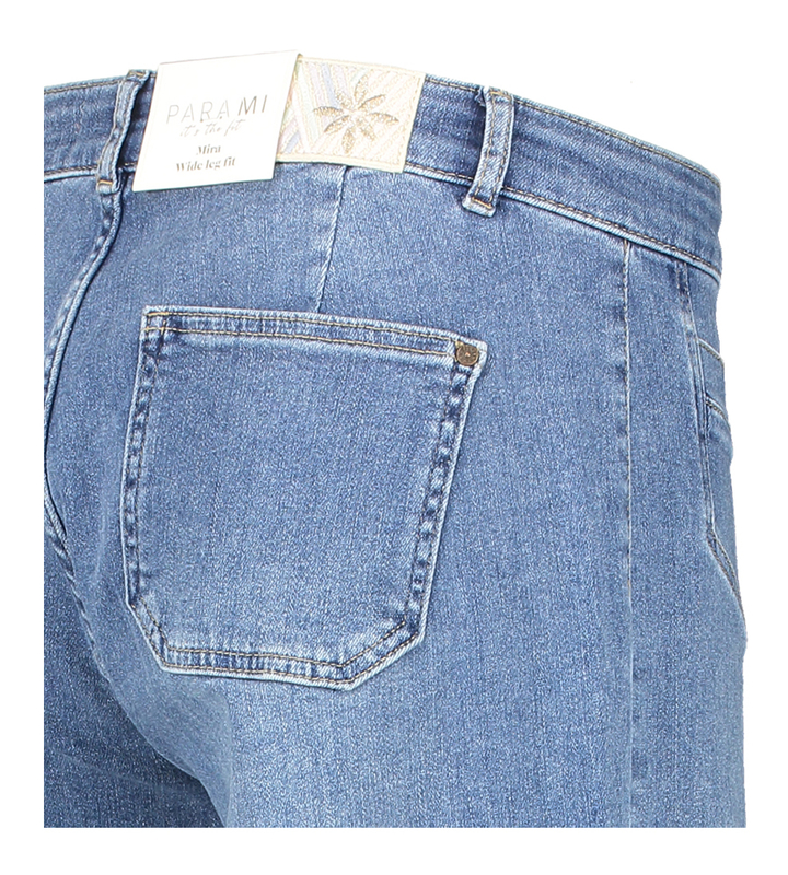 Blauwe wide fit jeans met hoge taille en opgestikte zakken Mira Pocket Para Mi