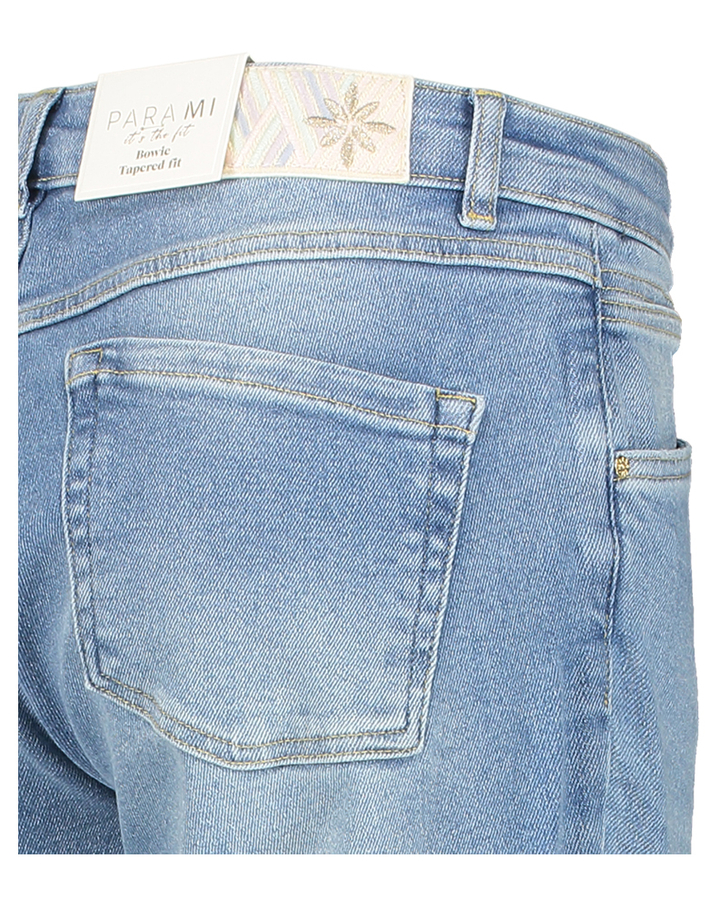 Lichtblauwe tapered fit jeans met hoge taille Bowie Para Mi