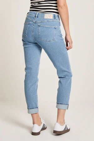 Lichtblauwe tapered fit jeans met hoge taille Bowie Para Mi