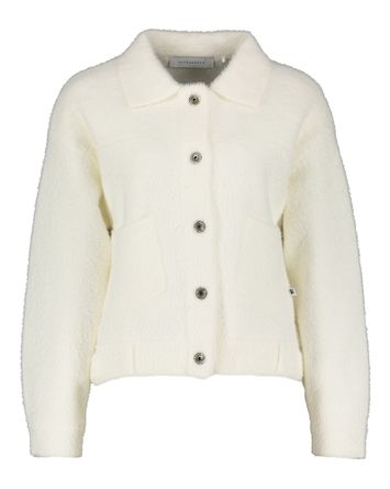 Ecru fluffy gilet met knopen Bubbly Rino Pelle