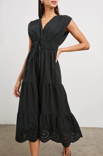 Zwate lange jurk met brodiere Lucia Rails 