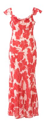 Rails Beige lange jurk met rode bloemenprint