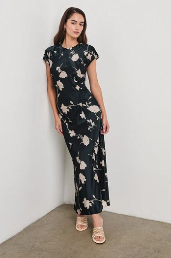 Blauwe jurk met bloemenprint en strop Serenity Rails 