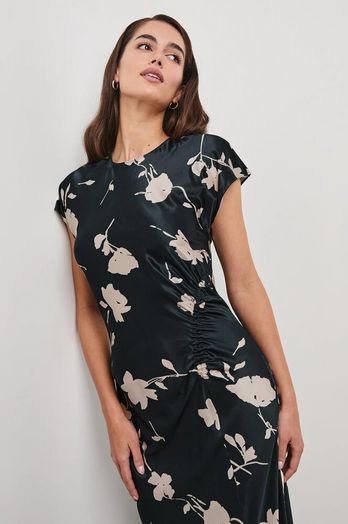 Blauwe jurk met bloemenprint en strop Serenity Rails 
