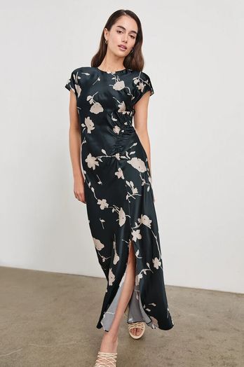 Blauwe jurk met bloemenprint en strop Serenity Rails 