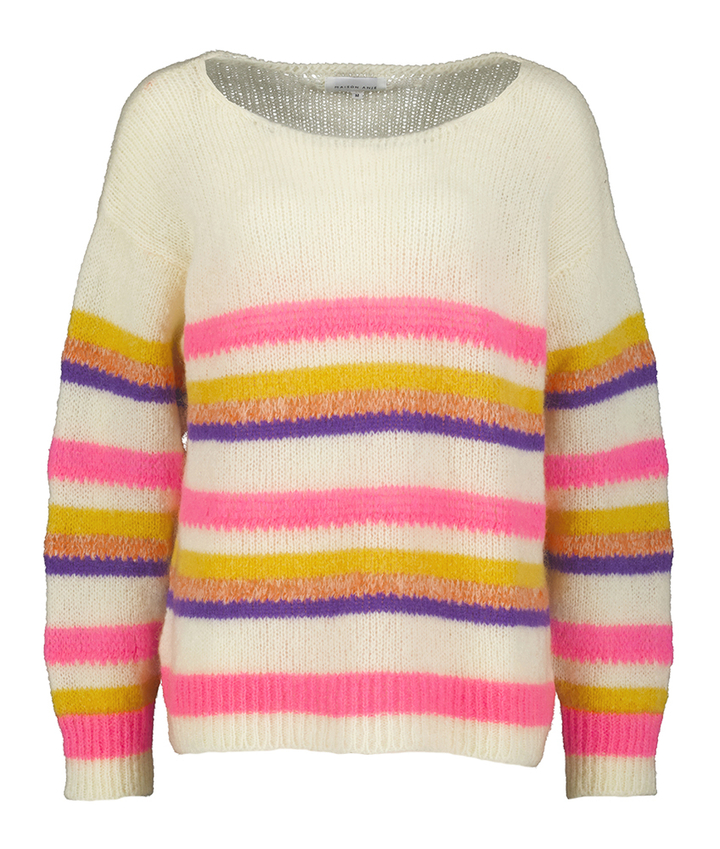 Beige wollen gestreepte trui Beryton Maison Anje