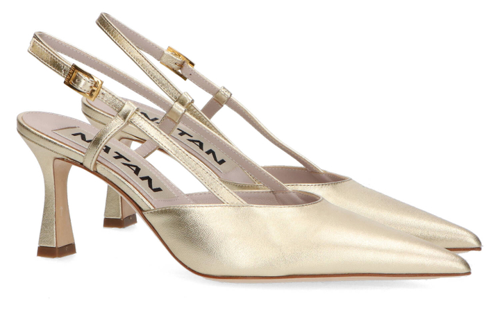 Goudkleurige slingbacks met trechterhak Natan