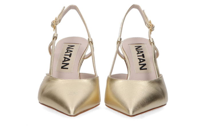 Goudkleurige slingbacks met trechterhak Natan