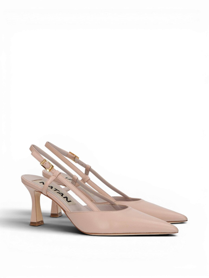 Nude kleurige slingbacks met trechterhak Natan