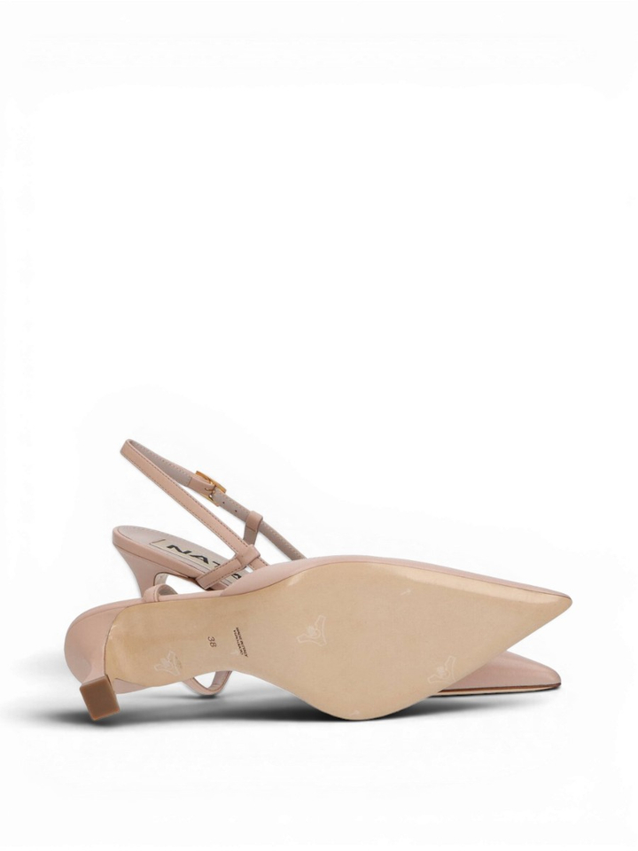 Nude kleurige slingbacks met trechterhak Natan