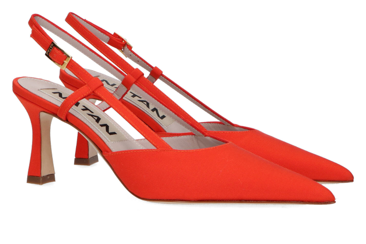 Roodkleurige slingbacks in stof Natan