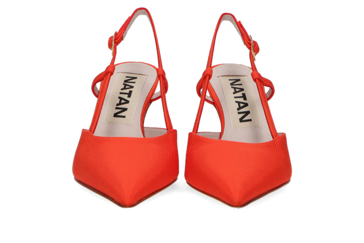 Roodkleurige slingbacks in stof Natan