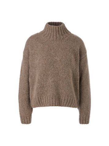 Donkerbeige pull met rechtopstaande kraag Marccain
