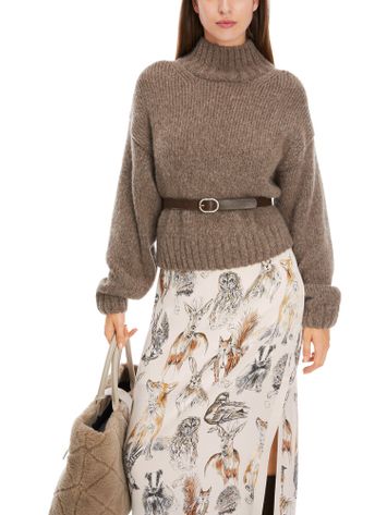 Donkerbeige pull met rechtopstaande kraag Marccain