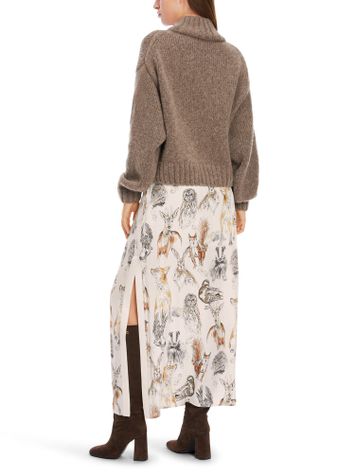 Donkerbeige pull met rechtopstaande kraag Marccain