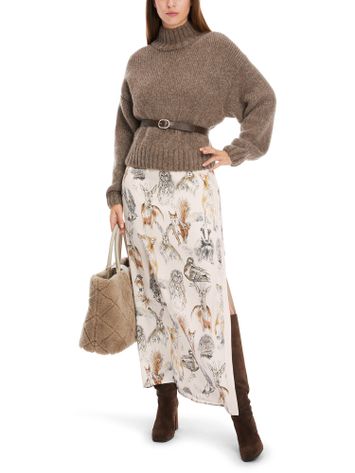 Donkerbeige pull met rechtopstaande kraag Marccain