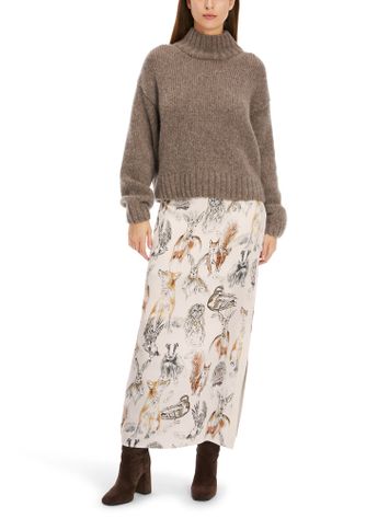 Donkerbeige pull met rechtopstaande kraag Marccain
