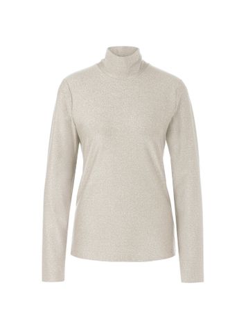 Lichtbeige t-shirt met metaaldraad en lange mouwen Marccain