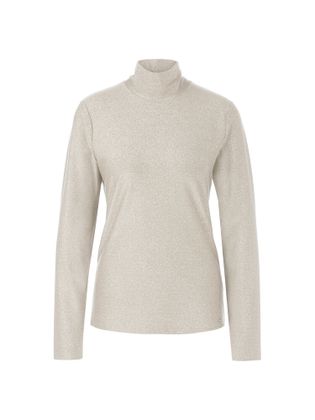 Marc Cain collections Lichtbeige t-shirt met metaaldraad en lange mouwen Marccain
