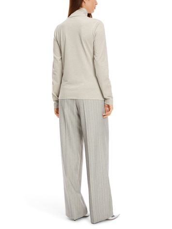 Lichtbeige t-shirt met metaaldraad en lange mouwen Marccain