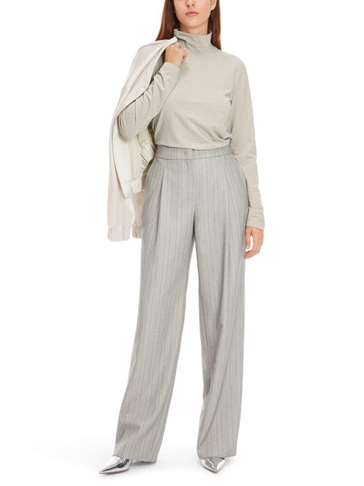 Lichtbeige t-shirt met metaaldraad en lange mouwen Marccain