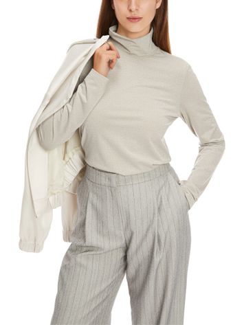 Lichtbeige t-shirt met metaaldraad en lange mouwen Marccain