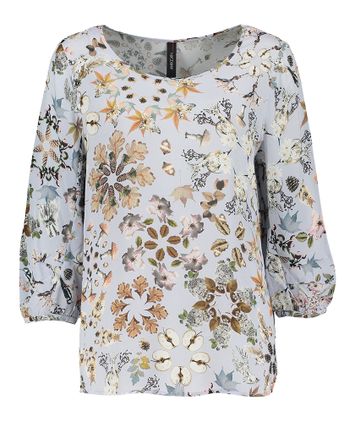 Lichtblauwe blouse met herfstprint Marc cain collections