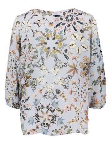 Lichtblauwe blouse met herfstprint Marc cain collections