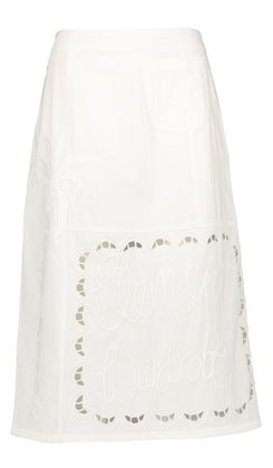 Stella Nova Witte katoenen halflange rok met details