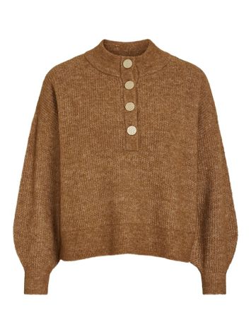 Camelkleurige trui met goudkleurige knopen Vialva Vila