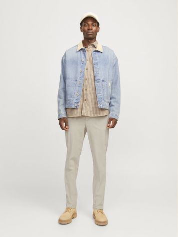 Ecrukleurige lange broek in ribfluweel Jack & Jones 