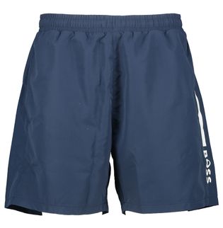 Hugo Boss Donkerblauwe zwemshort met zakken en wit merklogo Dolphin Boss