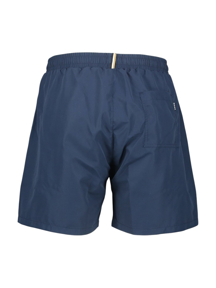 Donkerblauwe zwemshort met zakken en wit merklogo Dolphin Boss