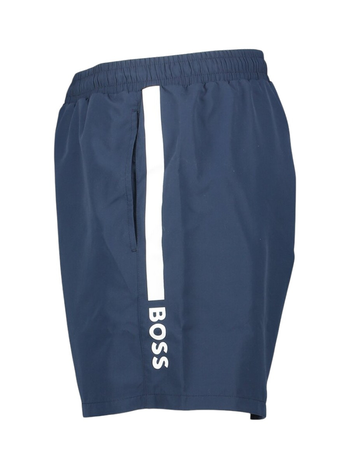 Donkerblauwe zwemshort met zakken en wit merklogo Dolphin Boss