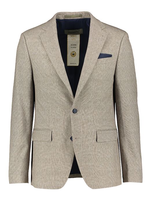 Lichtbruine geruite kostuumblazer Mario Benvenuto