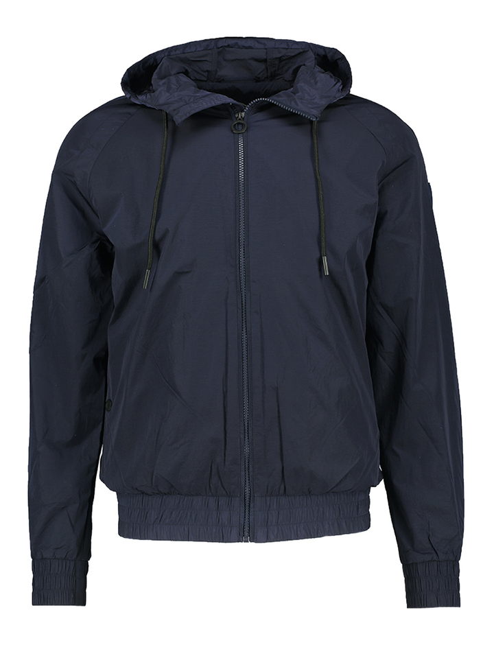 Donkerblauwe jas met kap Storm Jott