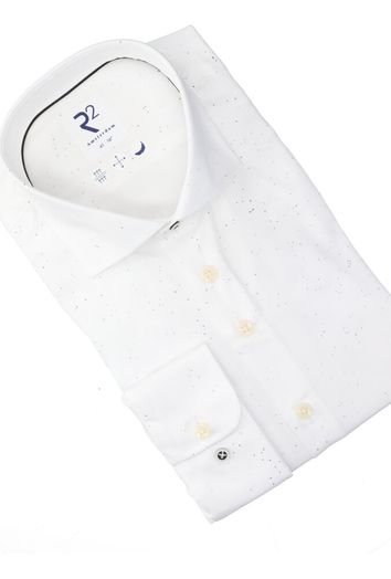 Wit katoenen hemd (regular fit) met zilveren details en lange mouwen R2