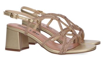 Oro sandalen met blokhak en strass Bibi Lou