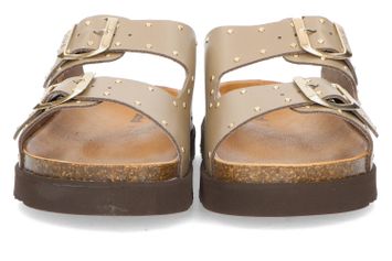 Beige lederen instappers met gouden detail Beatriz Scholl