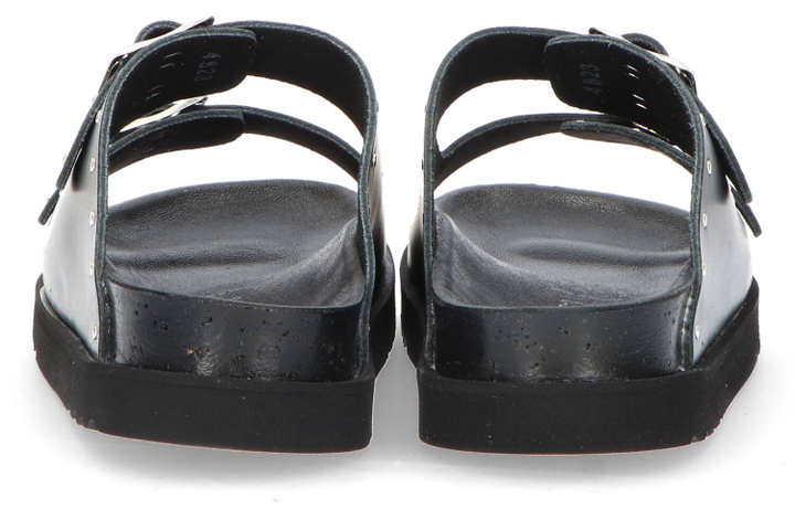 Zwarte lederen instappers met zilveren detail Beatriz Scholl 