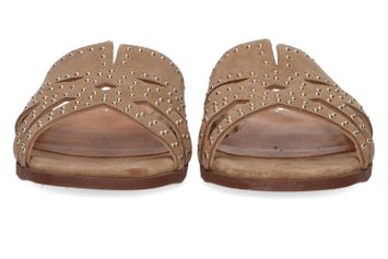 Zandkleurige slippers met goudkleurige studs Vlinder Catwalk