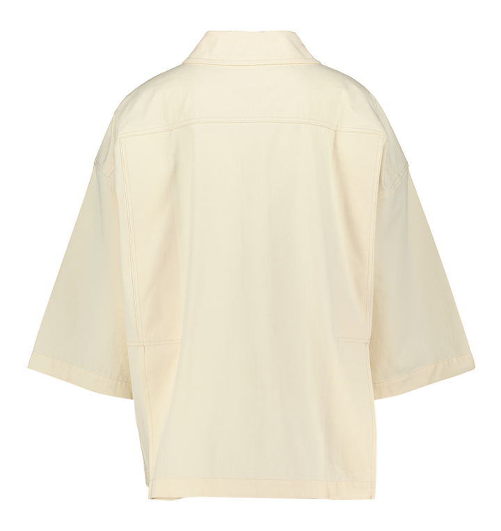 Ivoorkleurige oversized katoenen jas met knopen en driekwart mouwen Rue de Tokyo