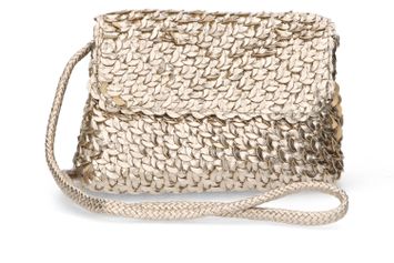 Champagnekleurige glanzende crossbody Caroline Allan K