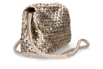 Champagnekleurige glanzende crossbody Caroline Allan K