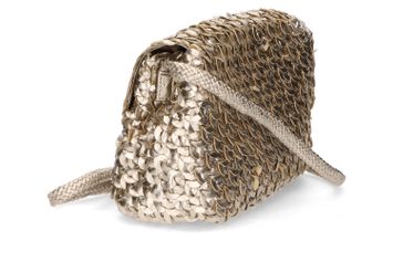 Champagnekleurige glanzende crossbody Caroline Allan K