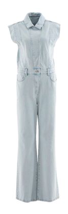 Homage Lichtkleurige mouwloze jeansjumpsuit met drukknopen
